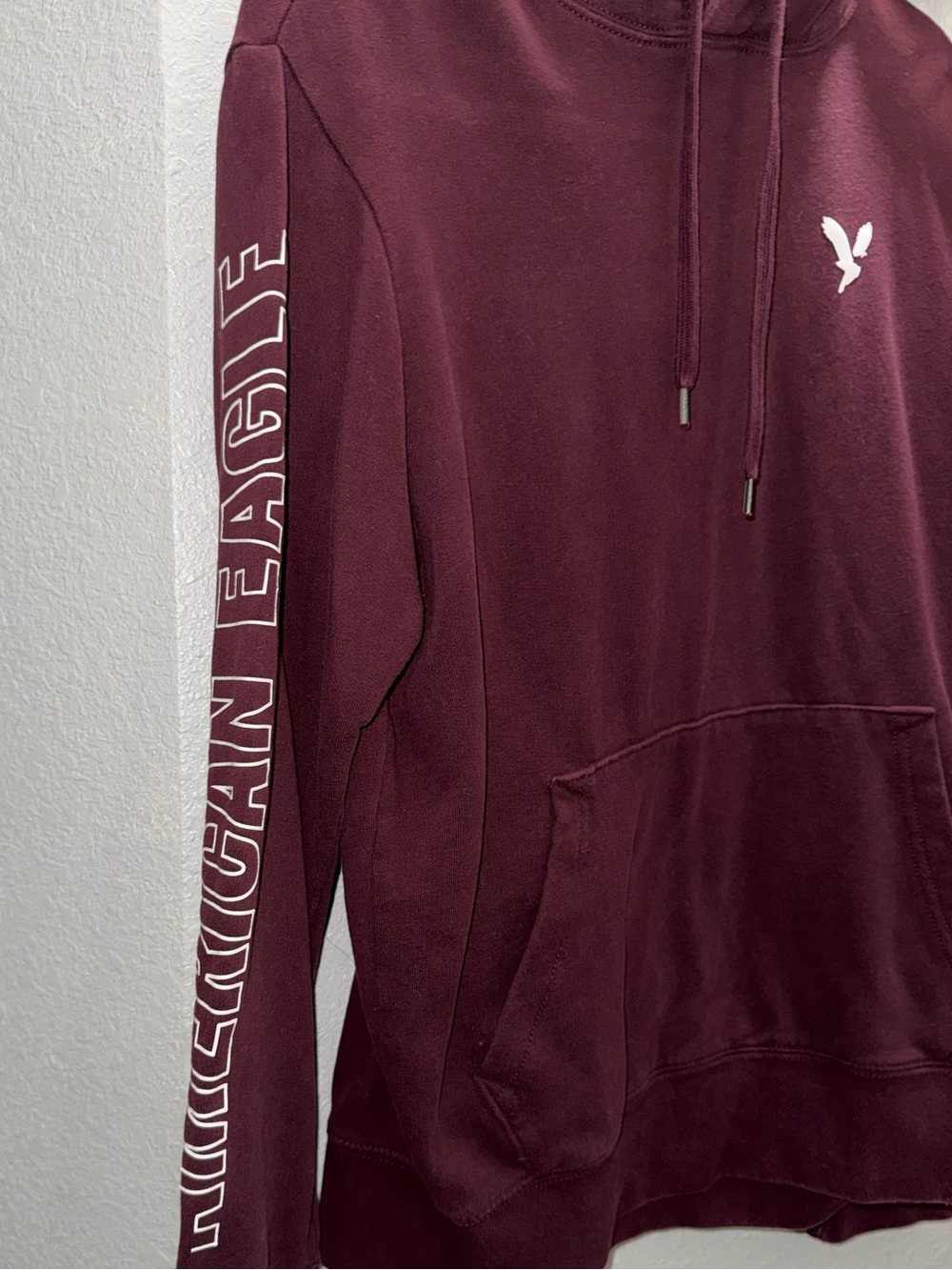 American Eagle Outfitters Maroon Hoodie with White Logo